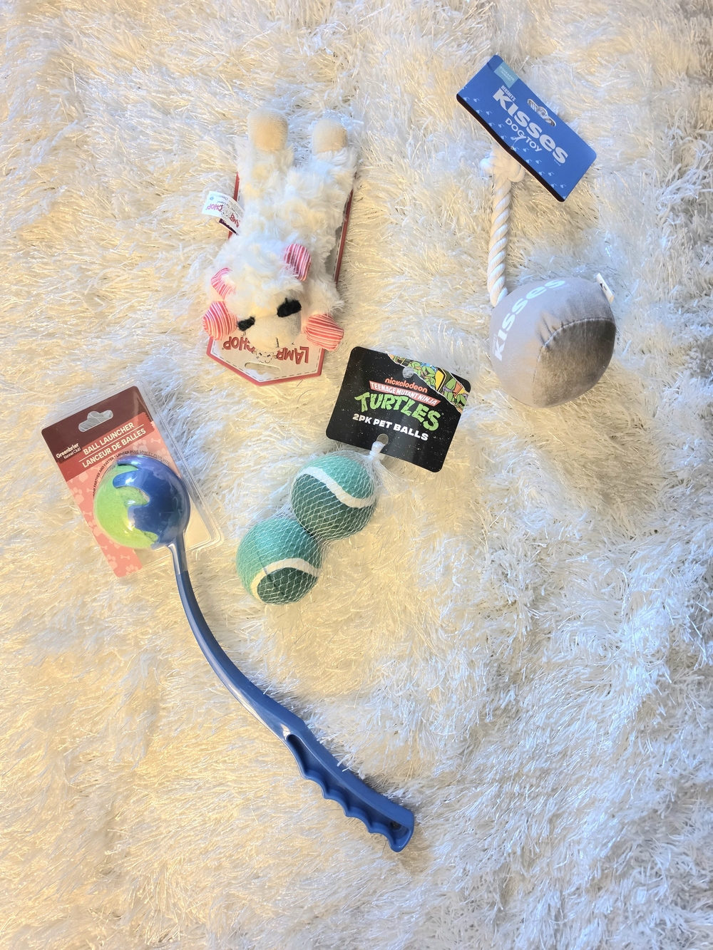 NWT 4-Piece Dog Toy Bundle Multipet Lamb Chop Hersheys TMNT Ball Launcher